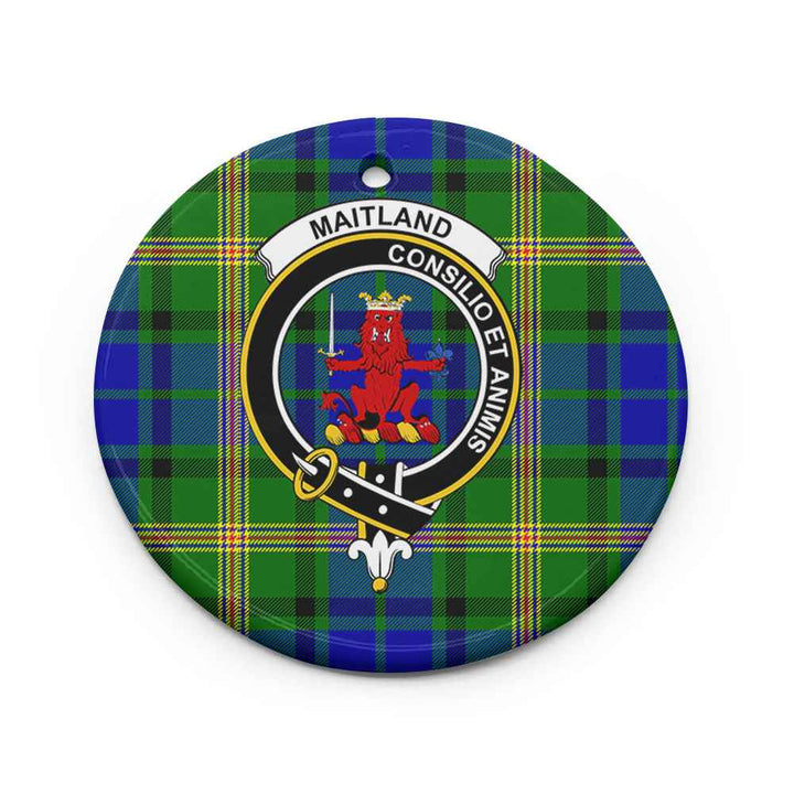 Scottish Maitland Clan Crest Tartan Ceramic Ornament Circle Shape Tartan Plaid