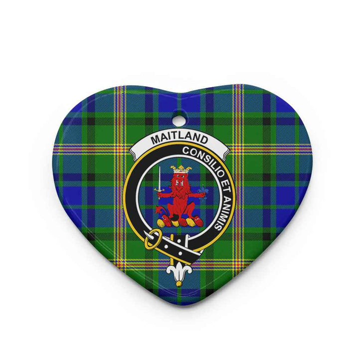 Scottish Maitland Clan Crest Tartan Ceramic Ornament Heart Shape Tartan Plaid