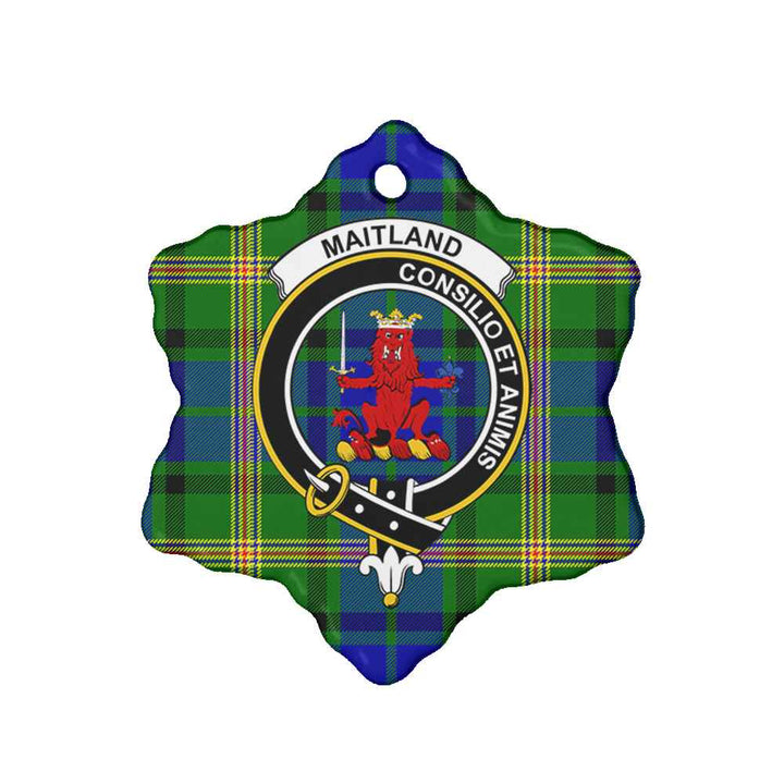 Scottish Maitland Clan Crest Tartan Ceramic Ornament Snow Flake Shape Tartan Plaid
