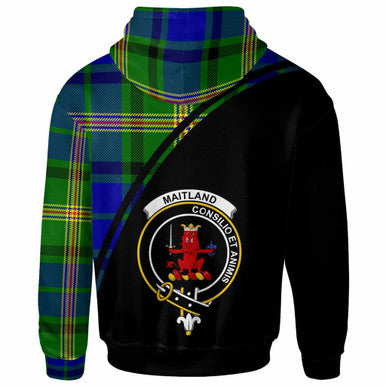 Scottish Maitland Clan Crest Tartan Curve Hoodie Back Side Tartan Plaid
