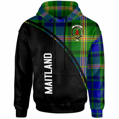 Scottish Maitland Clan Crest Tartan Curve Hoodie Front Side Tartan Plaid