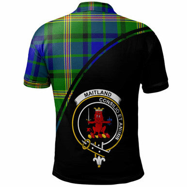 Scottish Maitland Clan Crest Tartan Curve Polo Shirt Back Side Tartan Plaid