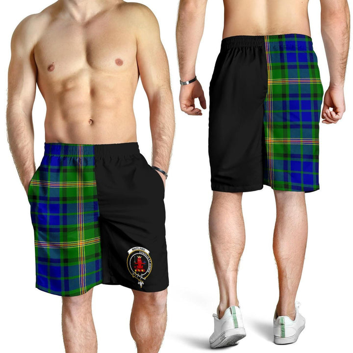 Scottish Maitland Clan Crest Tartan Half of Me Men's Shorts