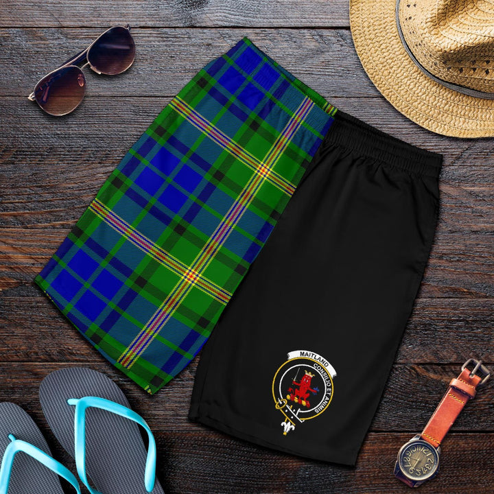 Scottish Maitland Clan Crest Tartan Half of Me Men's Shorts