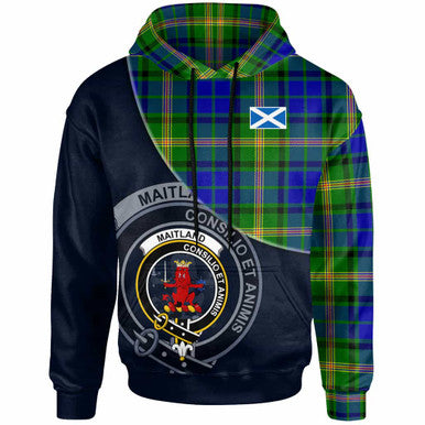 Scottish Maitland Clan Crest Tartan Hoodie - Bend Style Front Side Tartan Plaid