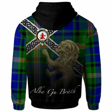Scottish Maitland Clan Crest Tartan Hoodie - Scotland Lion Back Side Tartan Plaid