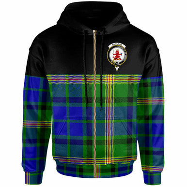 Scottish Maitland Clan Crest Tartan Hoodie - Horizontal Style Zip-up Tartan Plaid
