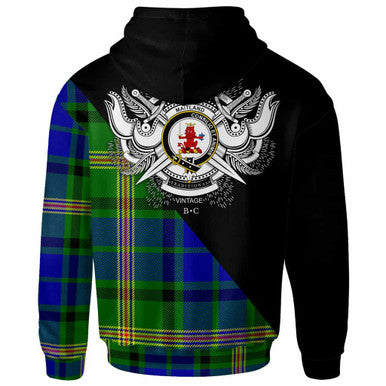 Scottish Maitland Clan Crest Tartan Hoodie - Military Logo Back Side Tartan Plaid