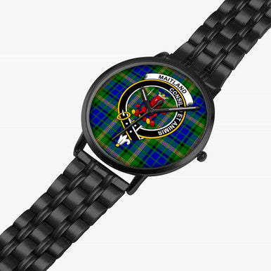 Scottish Maitland Clan Crest Tartan Instafamous Steel Quartz Watches Tartan Plaid Black 2