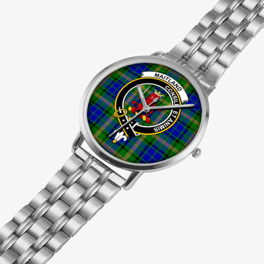 Scottish Maitland Clan Crest Tartan Instafamous Steel Quartz Watches Tartan Plaid Silver 2