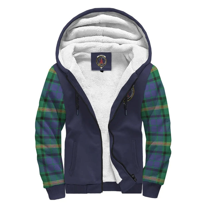 Scottish Maitland Clan Crest Tartan Plaid Sleeve Sherpa Hoodie