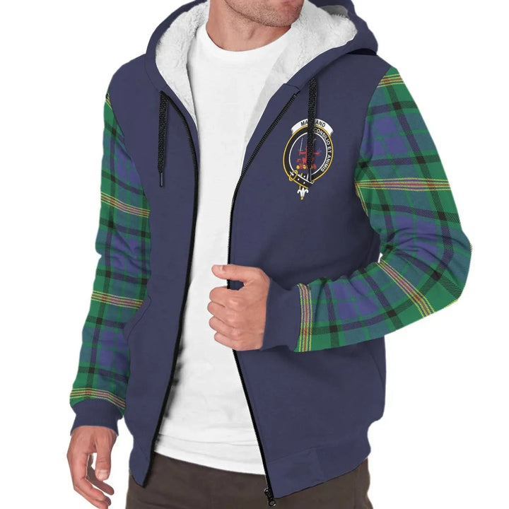 Scottish Maitland Clan Crest Tartan Plaid Sleeve Sherpa Hoodie