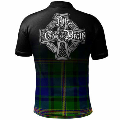 Scottish Maitland Clan Crest Tartan Polo Shirt - Alba Gu Brath Family Crest Celtic Inspired Back Side Tartan Plaid