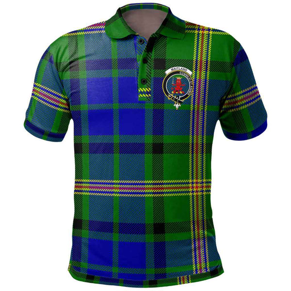 Scottish Maitland Clan Crest Tartan Polo Shirt Front Side Tartan Plaid