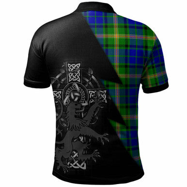 Scottish Maitland Clan Crest Tartan Polo Shirt - Lion Rampant Celtic Cross Flash Style Back Side Tartan Plaid