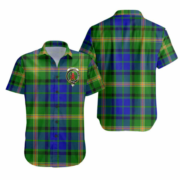 Scottish Maitland Clan Crest Tartan Short Sleeve Shirt Tartan Plaid