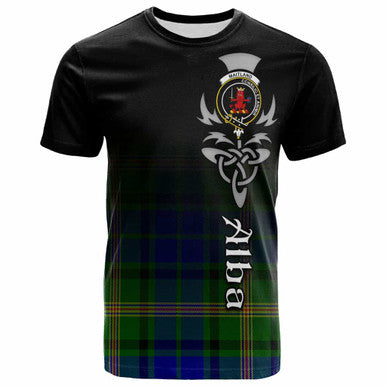 Scottish Maitland Clan Crest Tartan T-Shirt - Alba Gu Brath Family Crest Celtic Inspired Front Side Tartan Plaid