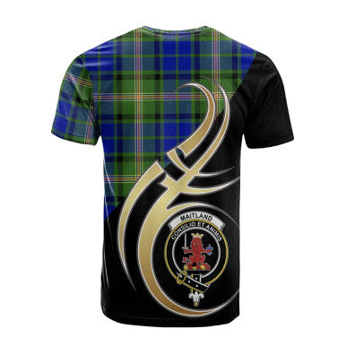 Scottish Maitland Clan Crest Tartan T-Shirt Believe in Me Back Side Tartan Plaid