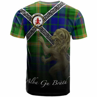 Scottish Maitland Clan Crest Tartan T-Shirt - Celtic With Scotland Lion Back Side Tartan Plaid