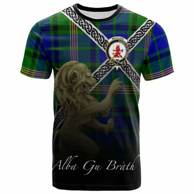 Scottish Maitland Clan Crest Tartan T-Shirt - Celtic With Scotland Lion Front Side Tartan Plaid