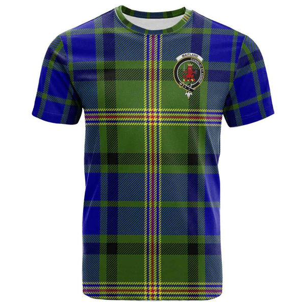 Scottish Maitland Clan Crest Tartan T-Shirt Front Side Tartan Plaid