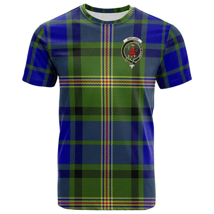 Scottish Maitland Clan Crest Tartan T-Shirt Front Side Tartan Plaid