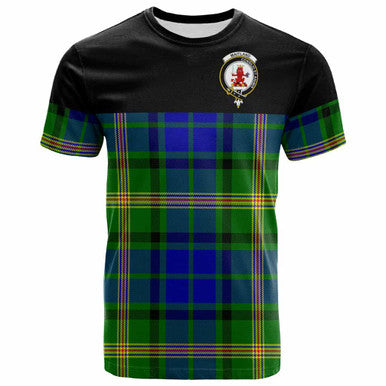 Scottish Maitland Clan Crest Tartan T-Shirt - Horizontal Style Front Side Tartan Plaid