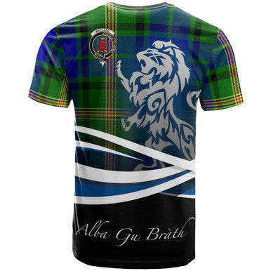 Scottish Maitland Clan Crest Tartan T-Shirt - Scotland Lion Back Side Tartan Plaid