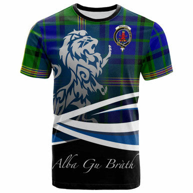 Scottish Maitland Clan Crest Tartan T-Shirt - Scotland Lion Front Side Tartan Plaid