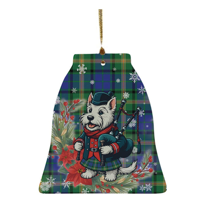 Scottish Maitland Clan Tartan Ceramic Ornament Cute Scottish Terrier Dog Bell Style Tartan Plaid