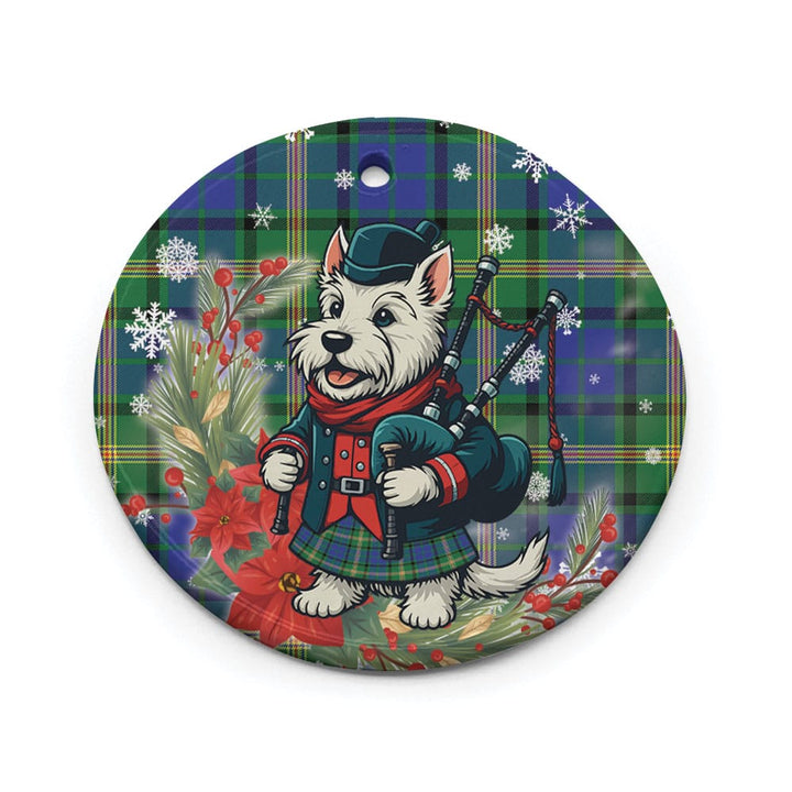 Scottish Maitland Clan Tartan Ceramic Ornament Cute Scottish Terrier Dog Circle Style Tartan Plaid