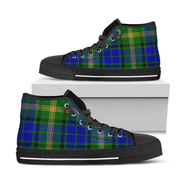 Scottish Maitland Clan Tartan High Top Shoes Black Sole Tartan Plaid