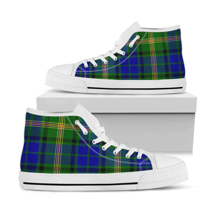 Scottish Maitland Clan Tartan High Top Shoes White Sole Tartan Plaid
