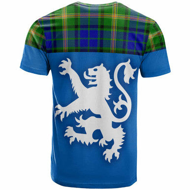 Scottish Maitland Clan Tartan T-Shirt - Lion Rampant of Scotland With Flag Back Side Tartan Plaid