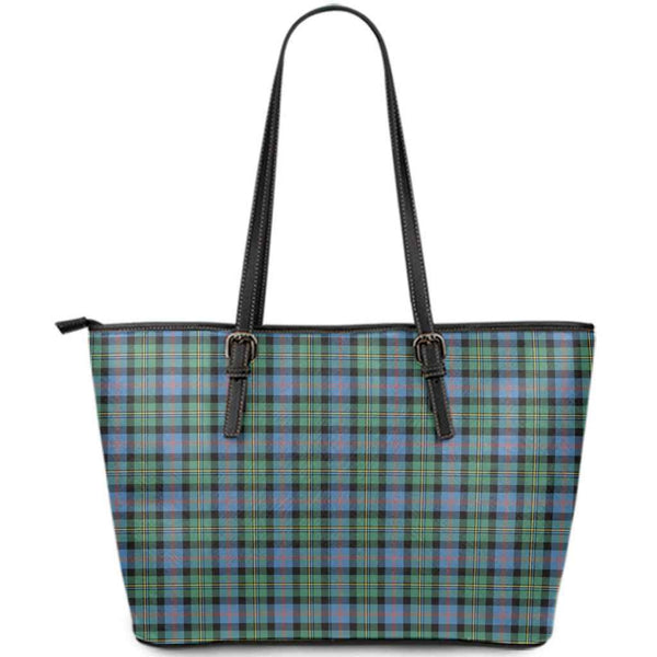 Scottish Malcolm Ancient Clan Tartan Leather Tote Tartan Plaid