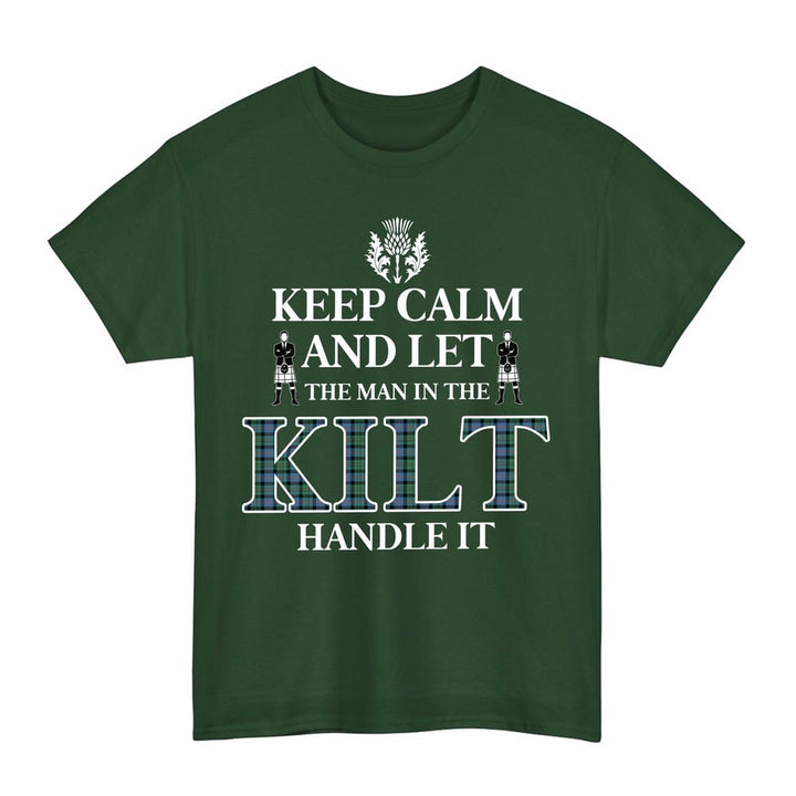Scottish Malcolm Ancient Clan Tartan T-Shirt - Keep Calm Tartan Plaid Forest Green Color