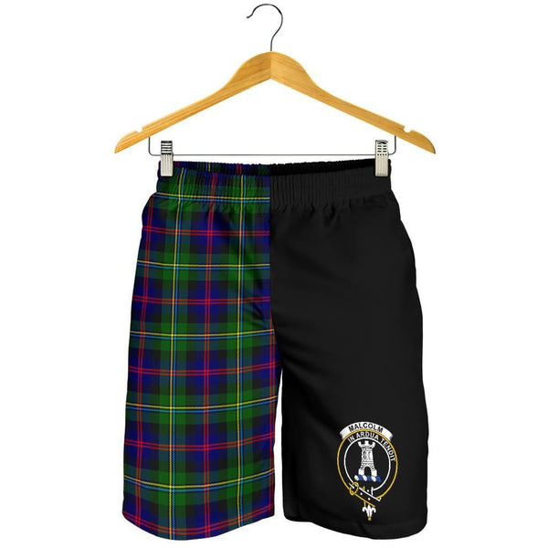 Scottish Malcolm Clan Crest Tartan Half of Me Men's Shorts