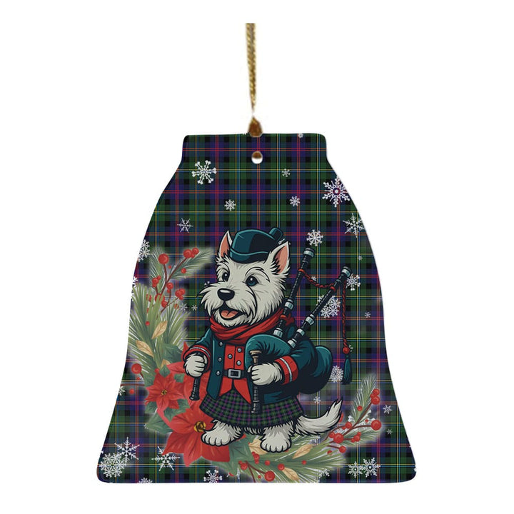 Scottish Malcolm Modern Clan Tartan Ceramic Ornament Cute Scottish Terrier Dog Bell Style Tartan Plaid