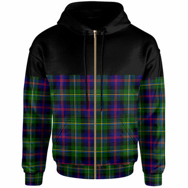 Scottish Malcolm Modern Clan Tartan Hoodie - Horizontal Style Zip Tartan Plaid