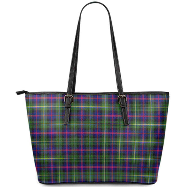 Scottish Malcolm Modern Clan Tartan Leather Tote Tartan Plaid