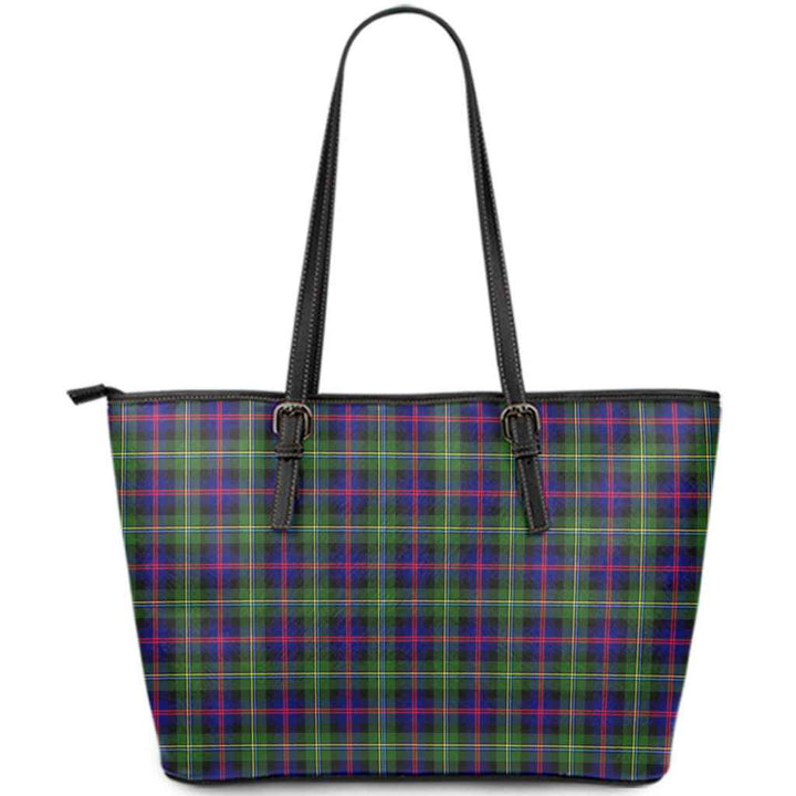 Scottish Malcolm Modern Clan Tartan Leather Tote Tartan Plaid