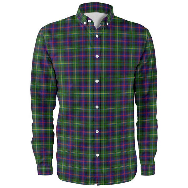 Scottish Malcolm Modern Clan Tartan Long Sleeve Shirt Front Side Tartan Plaid
