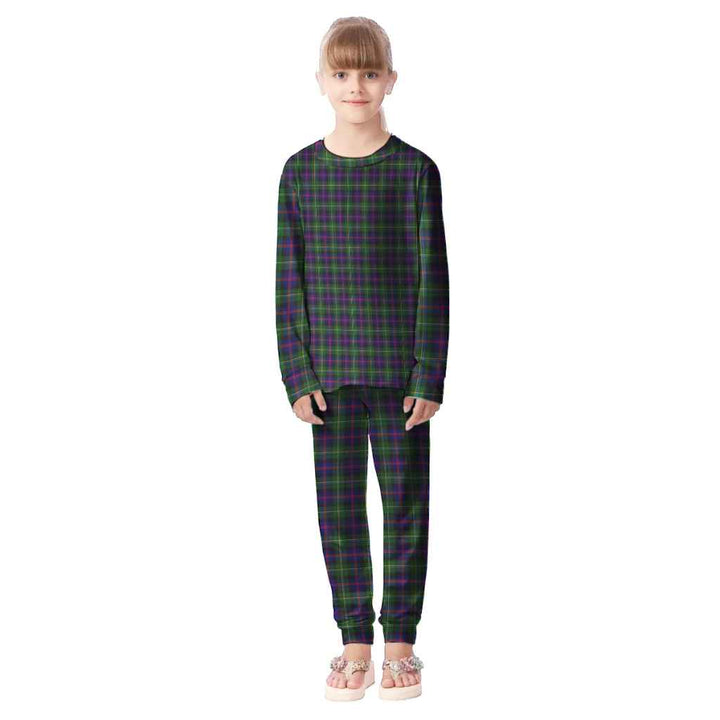 Scottish Malcolm Modern Clan Tartan Pajama Set Kid Front Side Tartan Plaid