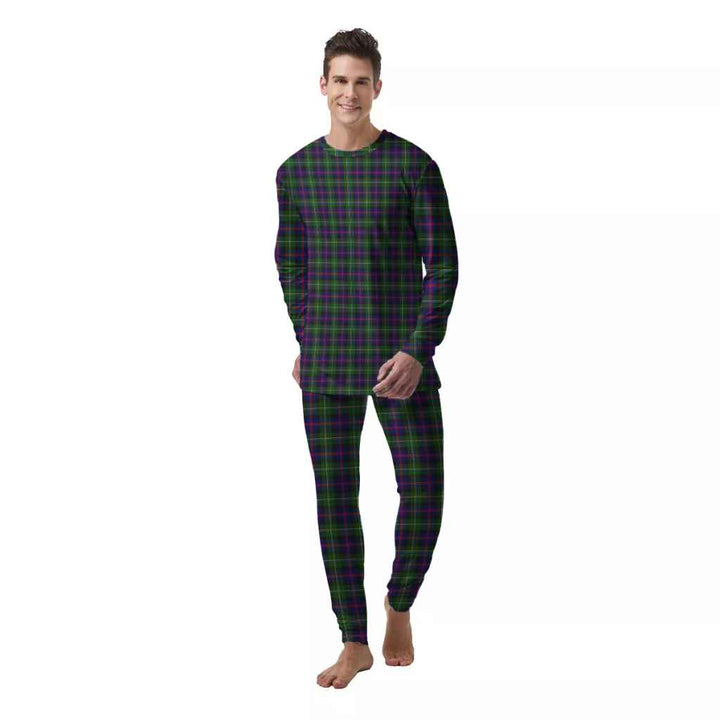 Scottish Malcolm Modern Clan Tartan Pajama Set  Men Front Side Tartan Plaid