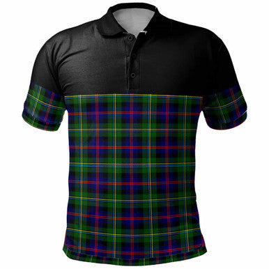 Scottish Malcolm Modern Clan Tartan Polo Shirt - Horizontal Style Front Side Tartan Plaid