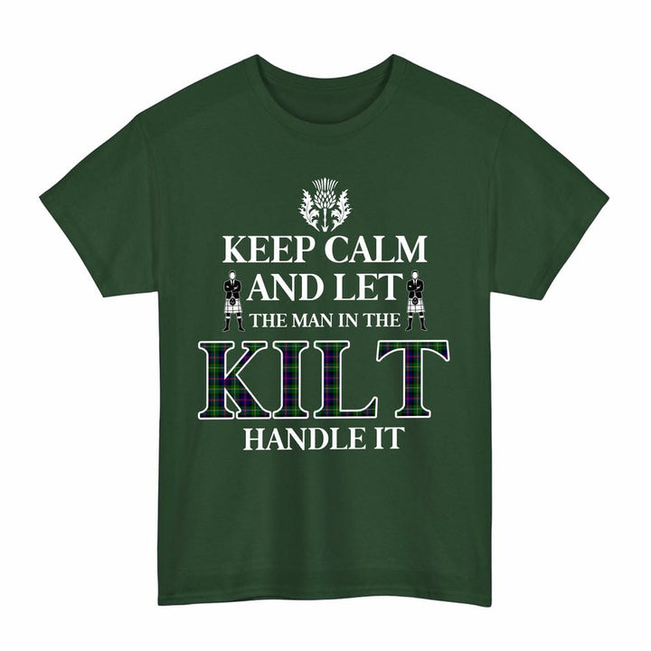 Scottish Malcolm Modern Clan Tartan T-Shirt - Keep Calm Tartan Plaid Forest Green Color