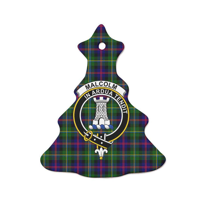 Scottish Malcolm (or MacCallum) Clan Crest Tartan Ceramic Ornament Tree Shape Tartan Plaid