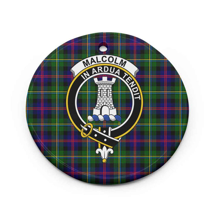 Scottish Malcolm (or MacCallum) Clan Crest Tartan Ceramic Ornament Circle Shape Tartan Plaid