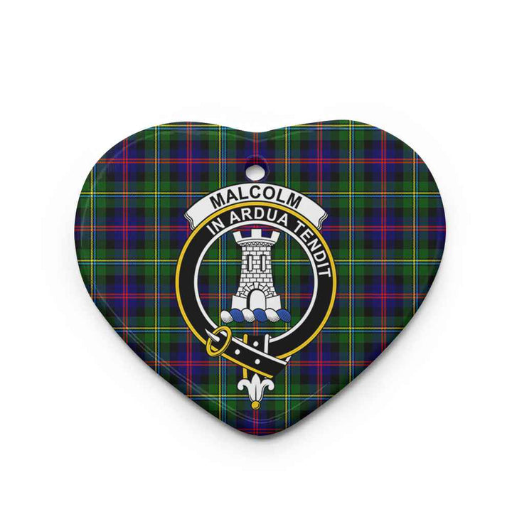 Scottish Malcolm (or MacCallum) Clan Crest Tartan Ceramic Ornament Heart Shape Tartan Plaid