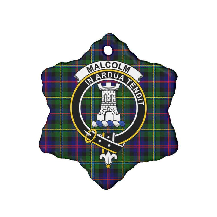 Scottish Malcolm (or MacCallum) Clan Crest Tartan Ceramic Ornament Snow Flake Shape Tartan Plaid